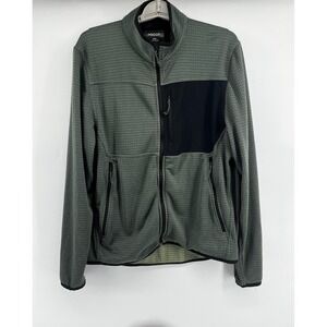 Proof Jacket Mens Small‎ Green Hooded Full Zip Grid Fleece Outdoor Performance